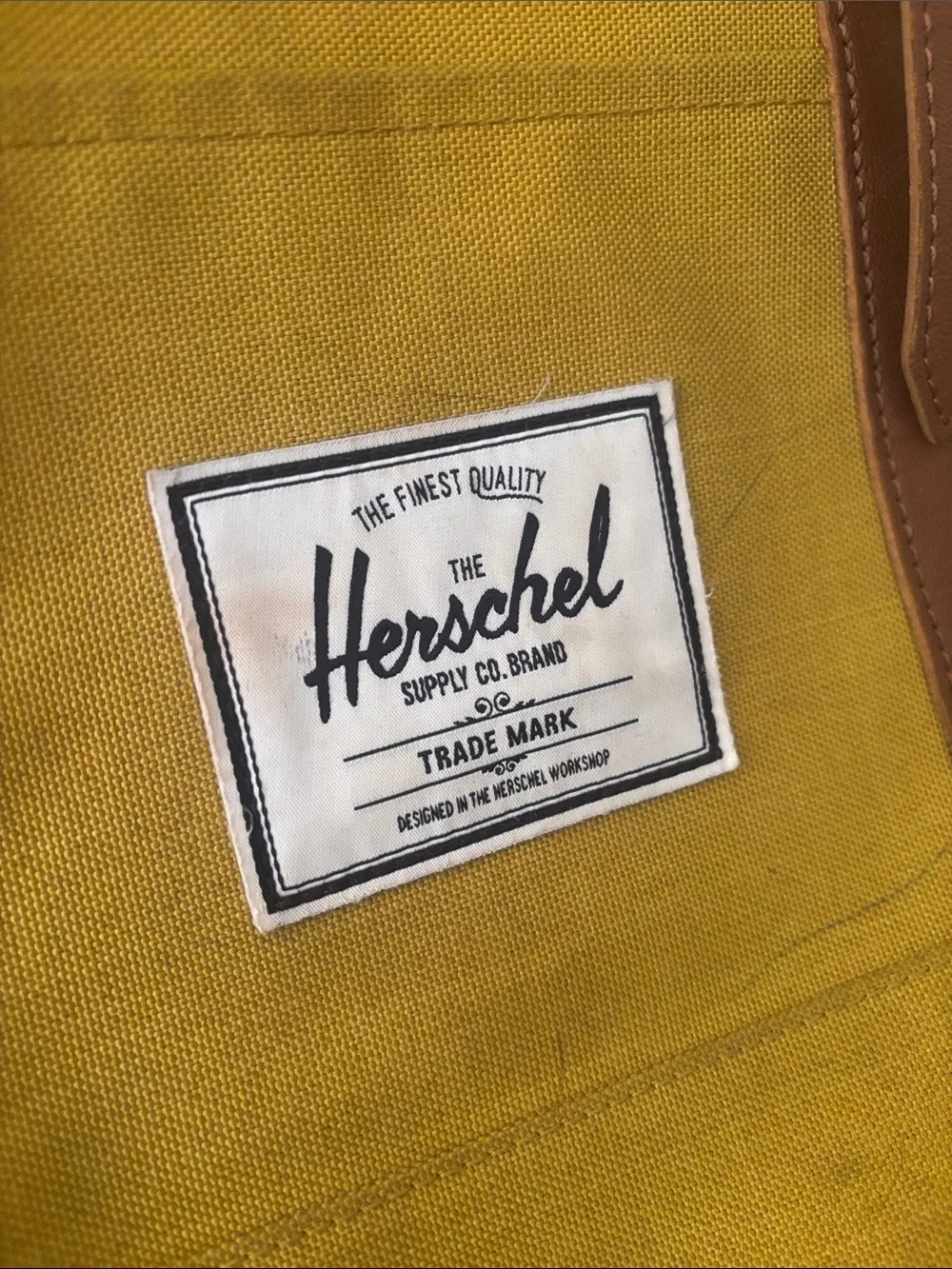 Herschel Supply Company Mustard Yellow Canvas Backpack with Brown Trim